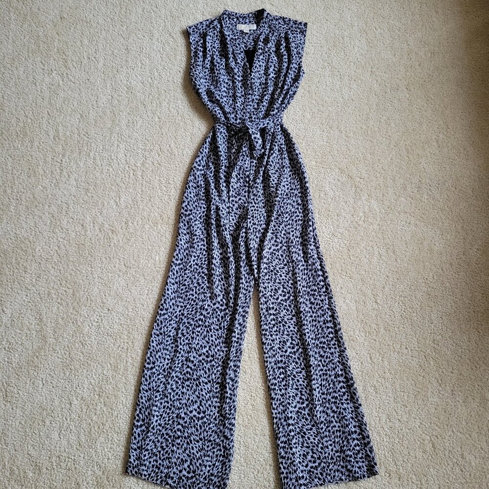 Michael Michael Kors Animal Print Chic Jumpsuit Small Cap Sleeve Tie Waist